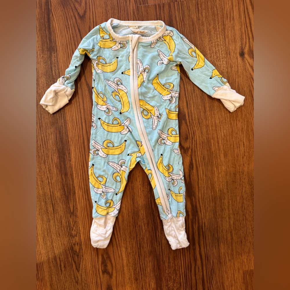 Little Sleepies Banana Print - Light Blue and Yellow